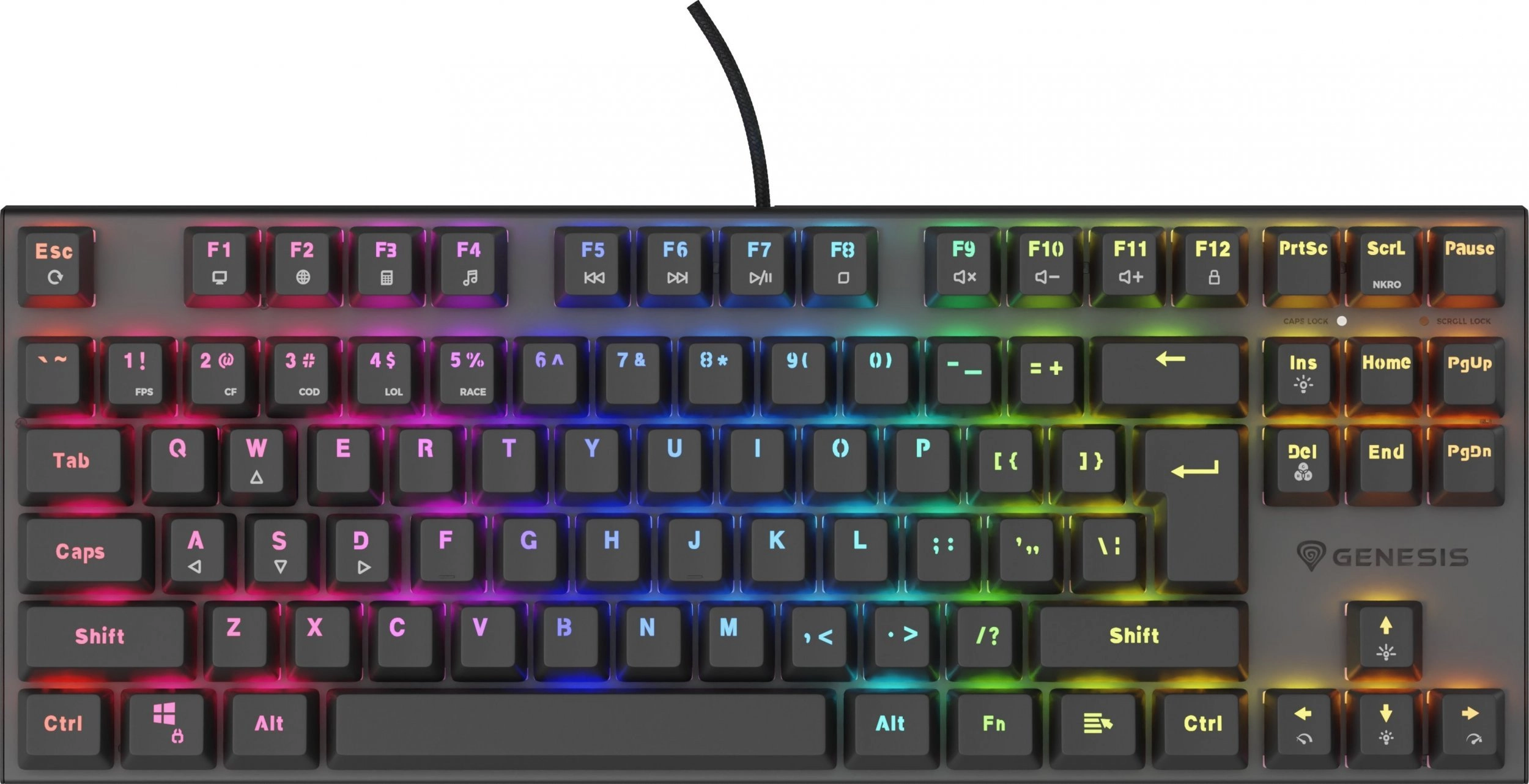 Genesis quiet gaming keyboard THOR 303/TKL/RGB/Outemu