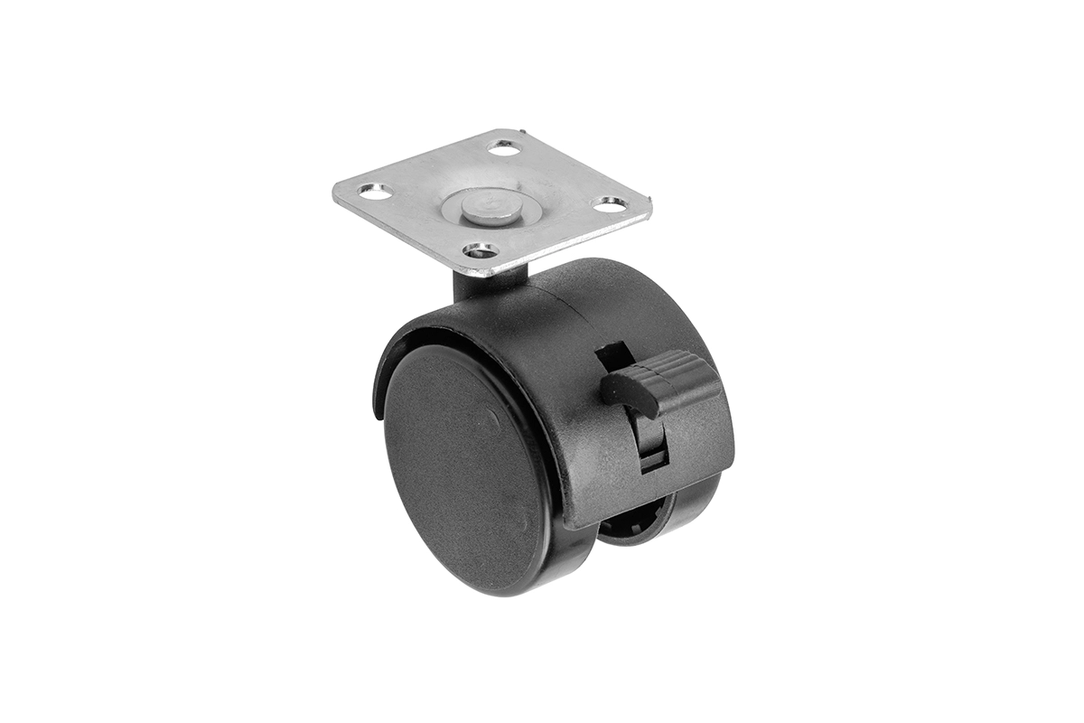 Mēbeļu ritenis 50mm melns ar bremzi