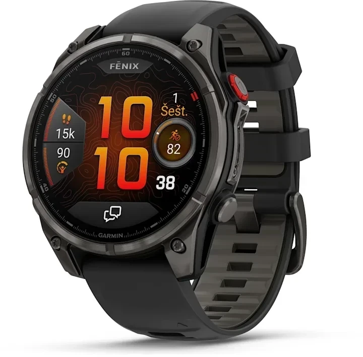Garmin fēnix 8 Pro 3,56 cm (1.4") AMOLED 47 mm Digitāls 454 x 454 pikseļi Skārienjūtīgais ekrāns Pelēks Wi-Fi GPS