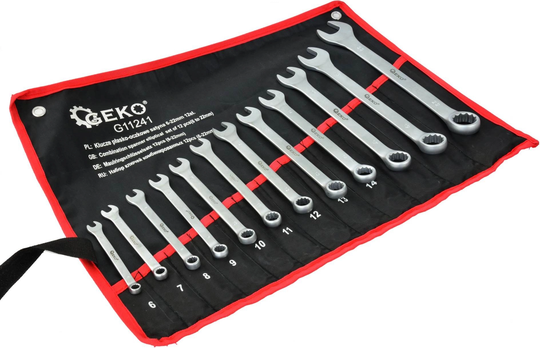Geko L-eye wrenches Satin 6-22mm 12el
