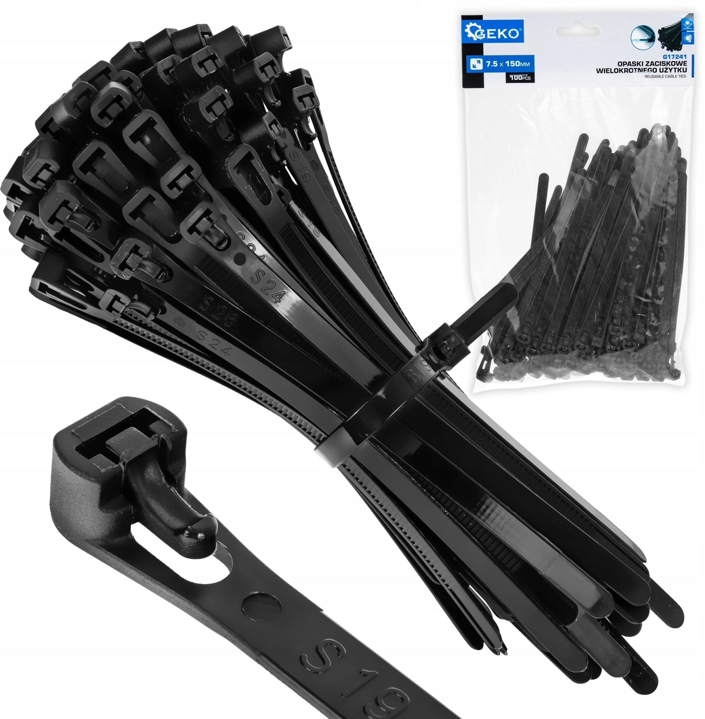 Geko Reusable cable ties 7.5x150mm