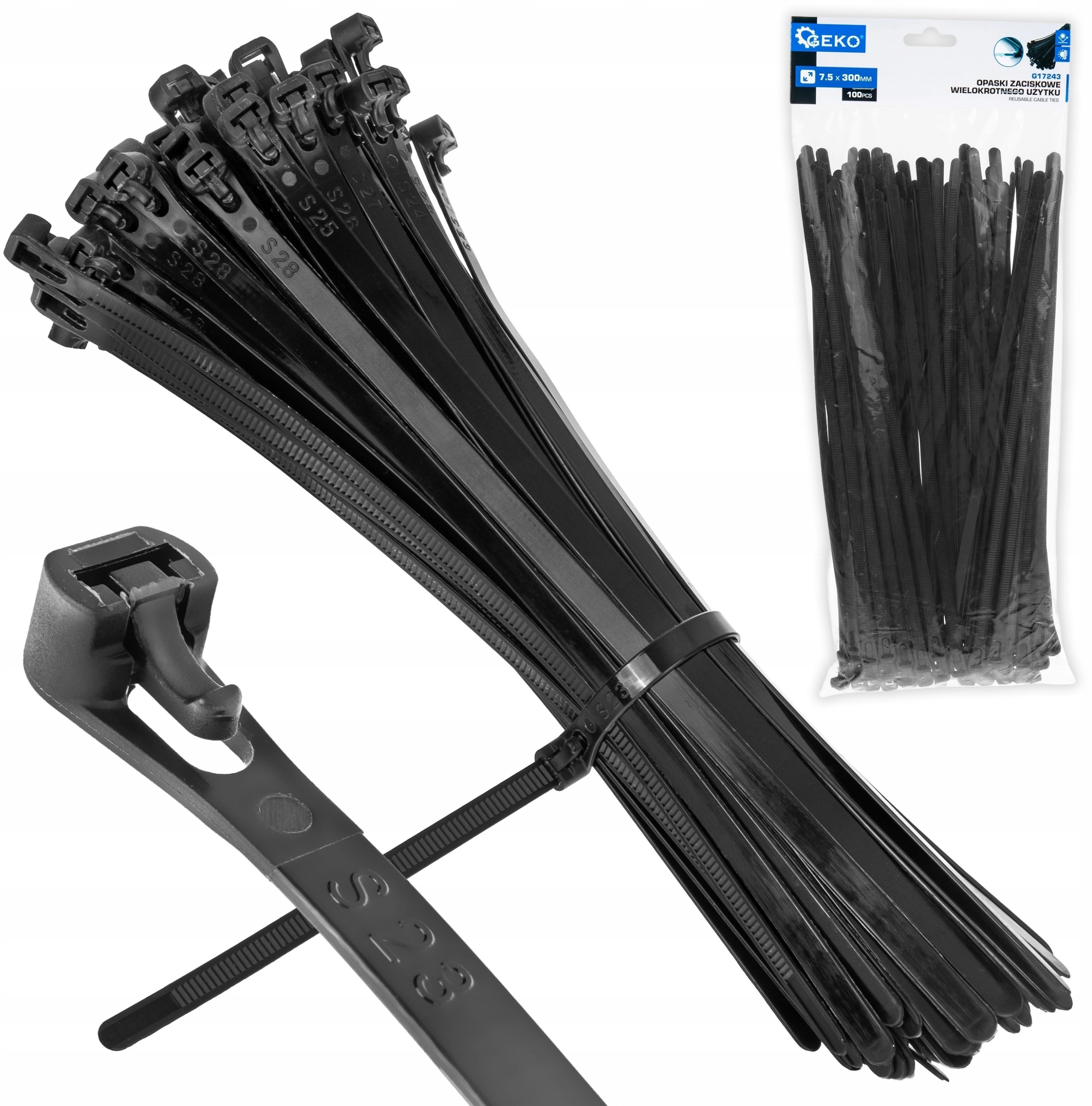 Geko Reusable cable ties 7.5x300mm