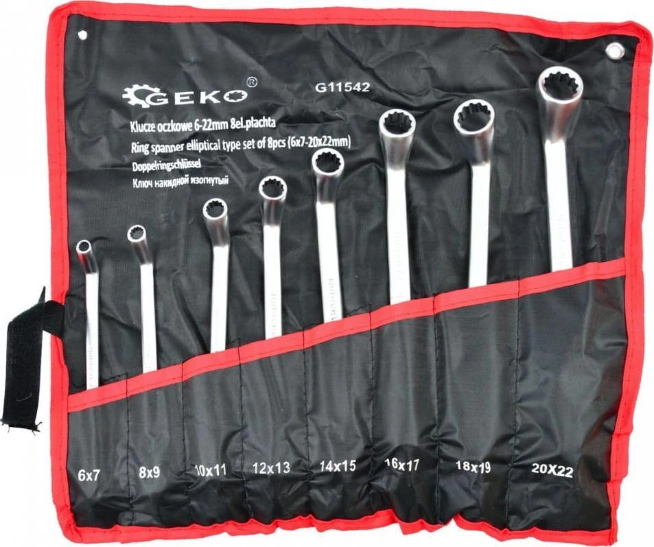 Geko KLUCZE OCZKOWE 6-22MM 8EL.PŁACHTA(12)