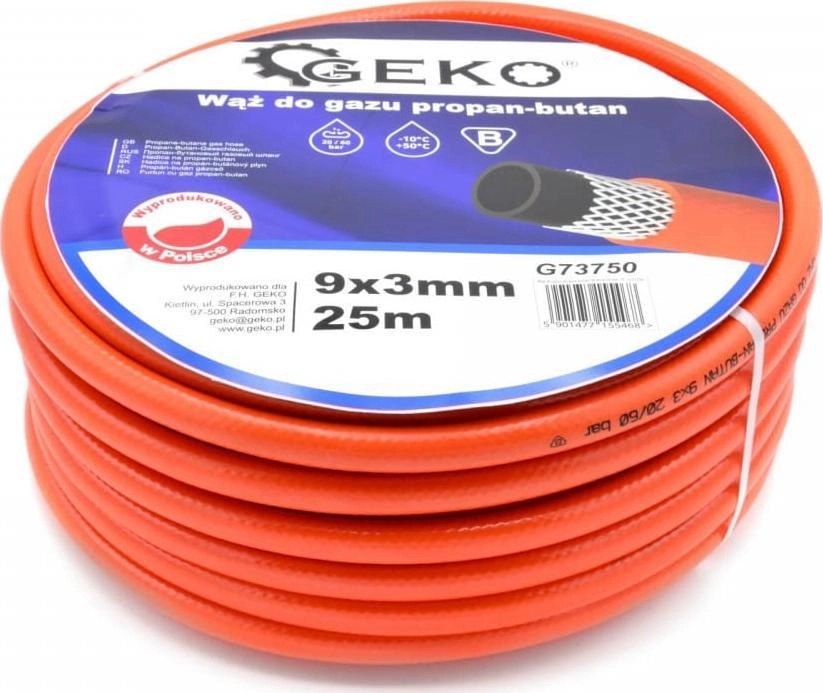 Geko WĄŻ DO GAZU PROPAN-BUTAN 9X3MM