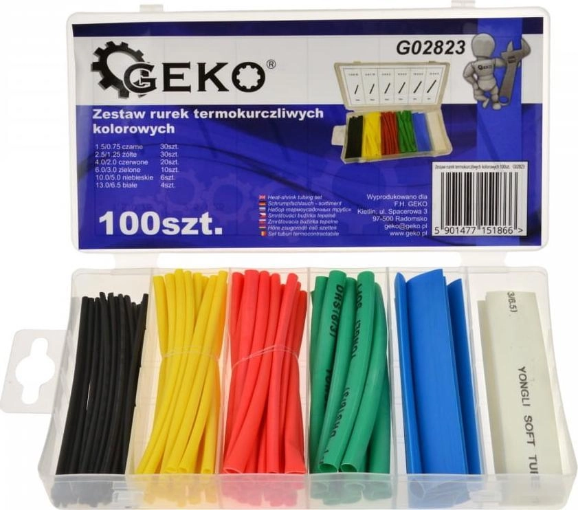 Geko ZESTAW RUREK TERMOKURCZLIWYCH KOLOROWYCH 100SZT