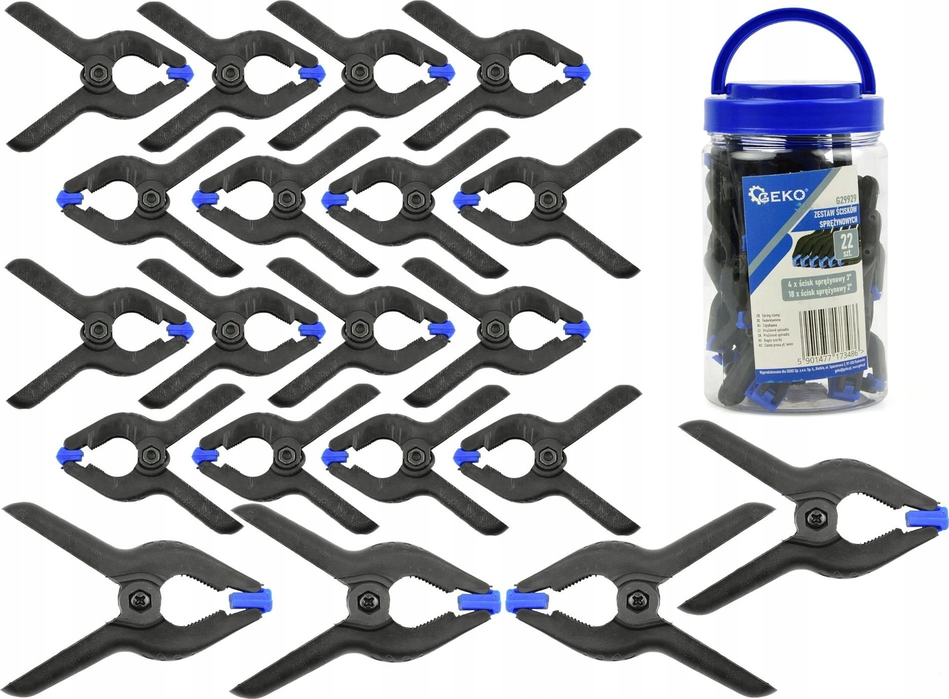 Geko Set of spring clamps 22