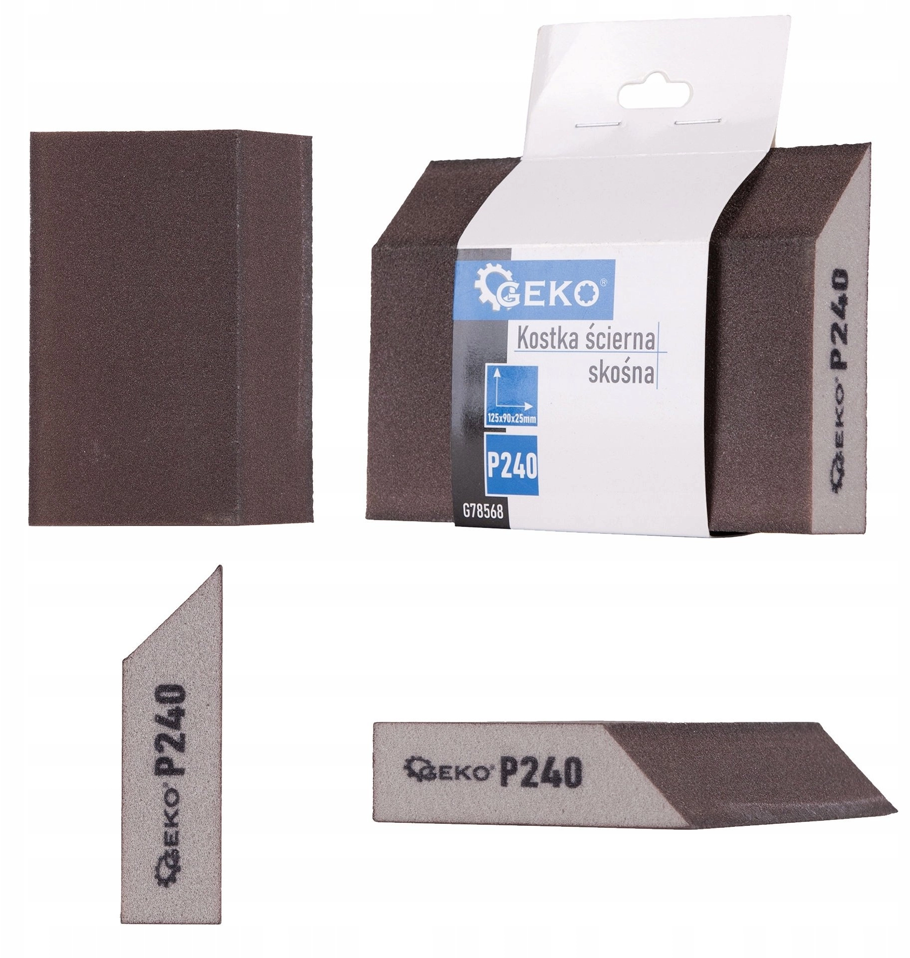 Geko Kostka ścierna skośna 125x90x25mm P240