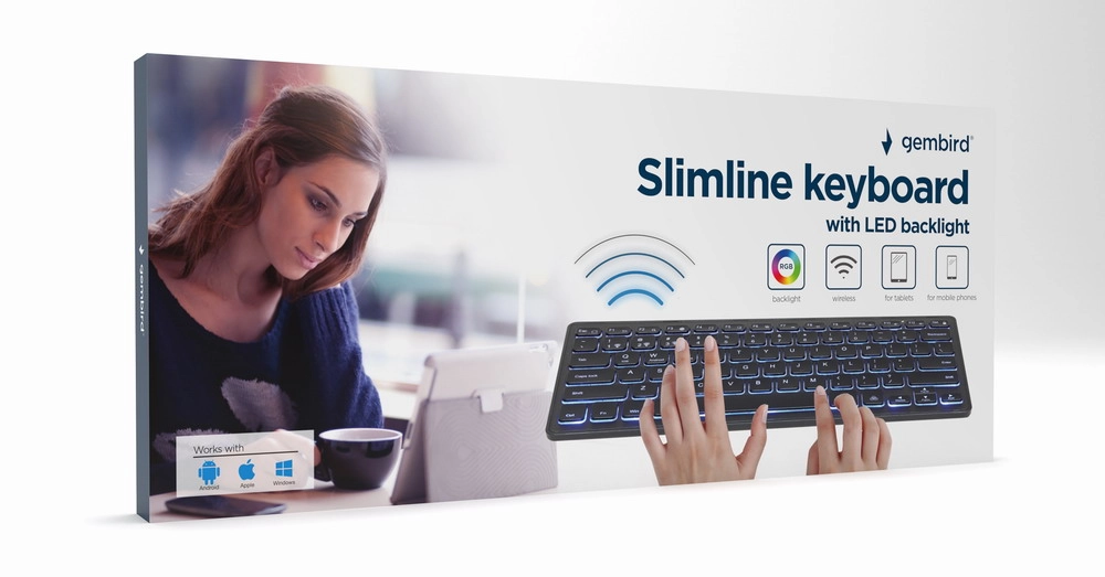 Gembird KB-BTRGB-01-DE tastatūra Universāls Bluetooth sistēma QWERTZ Vācu Melns
