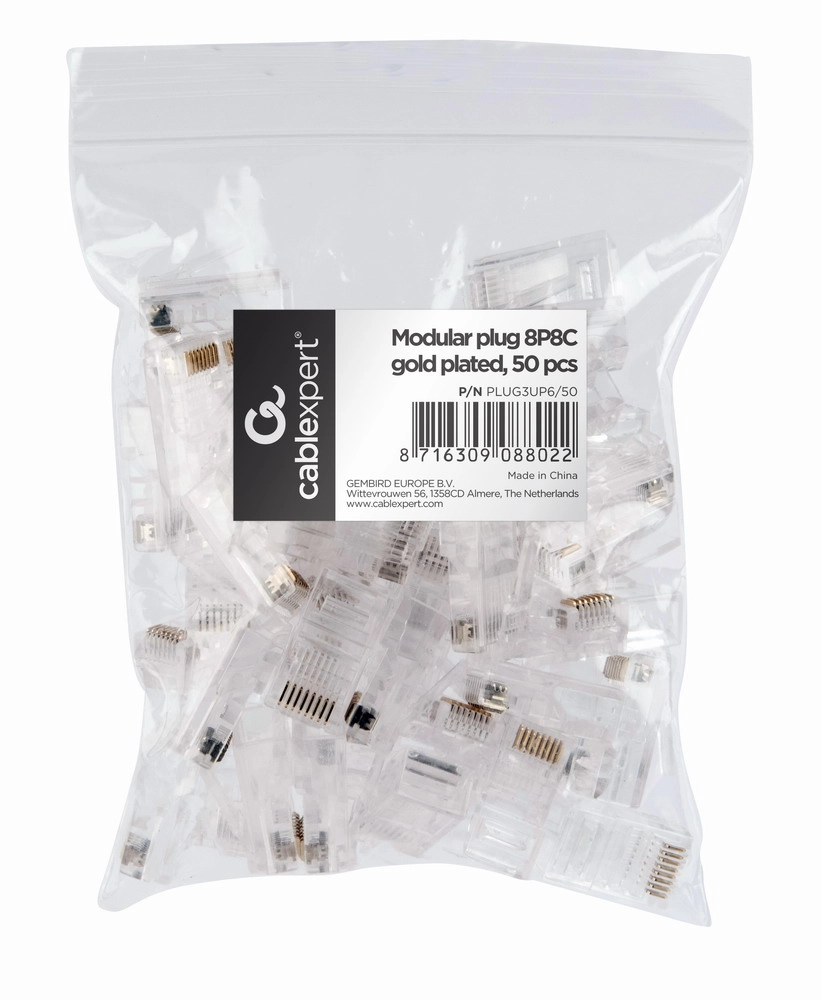 Gembird PLUG3UP6/50 wire connector RJ-45 Transparent