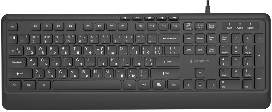 Klaviatūra Gembird Slim Multimedia USB-A+C RU