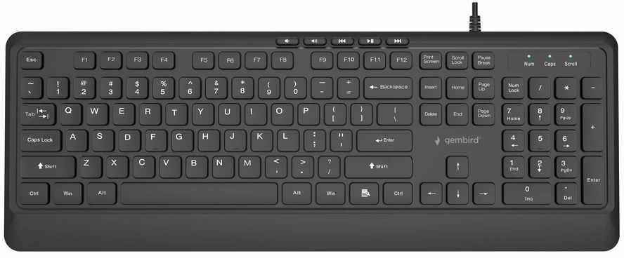 Klaviatūra Gembird Slim Multimedia USB-A+C US