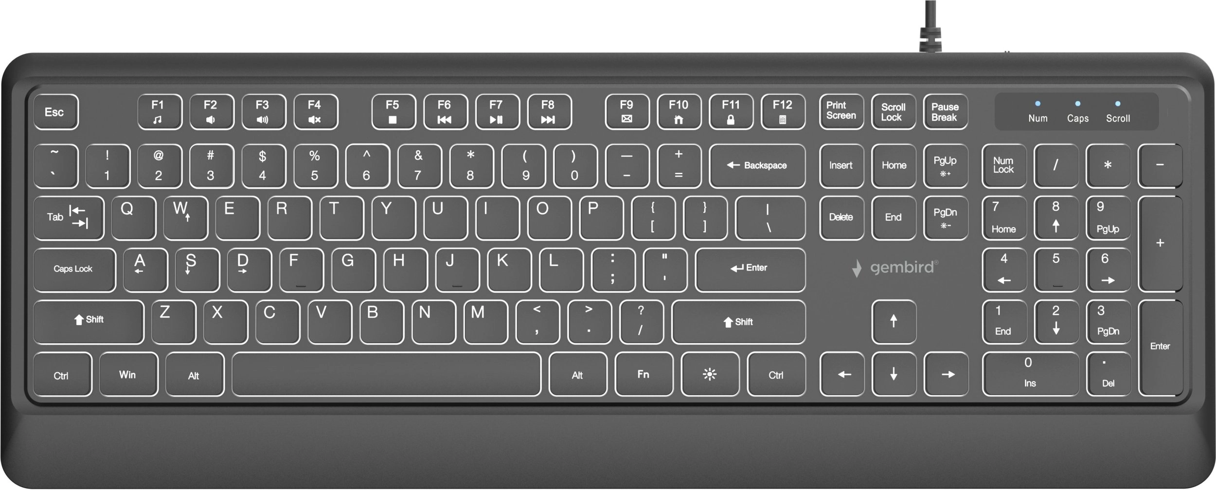 Klaviatūra Gembird Slim Backlight USB-A+C US