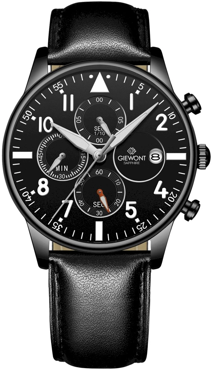 Giewont Chronograph Sapphire Men`s Watch Black
