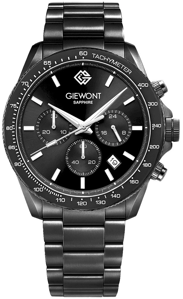 Zegarek Męski Giewont Chronograph Sapphire Czarny