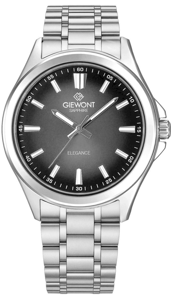 Giewont pulkstenis Giewont Elegance Sapphire vīriešu pulkstenis sudraba melns GW5160-B2