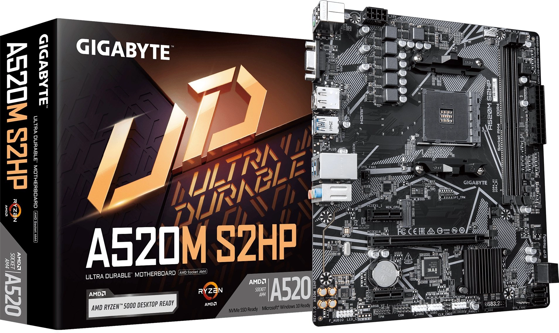 GIGABYTE A520M S2HP mātes plate AMD A520 Ligzda AM4 mikro ATX