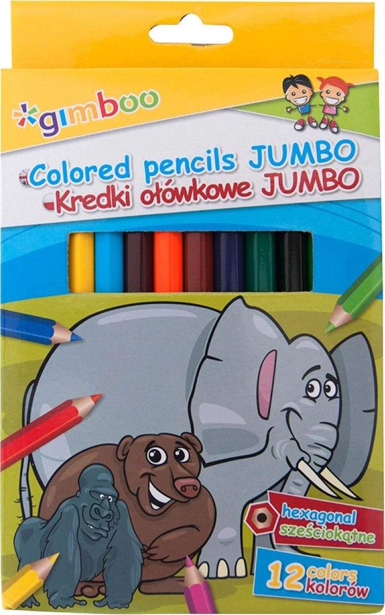 Gimboo hexagonal jumbo pencil crayons  12