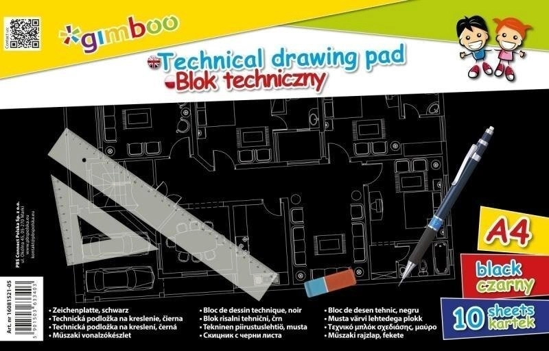 Gimboo Technical block A4/10K black 5901503633403