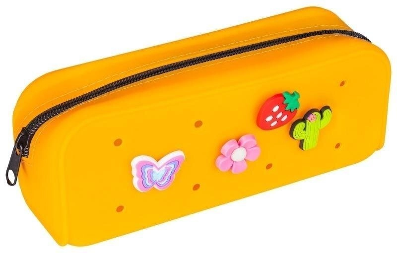 Silicone pencil case with orange pins