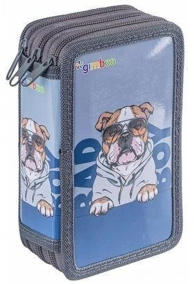 Pencil case with accessories. 3-chamber Bulldog