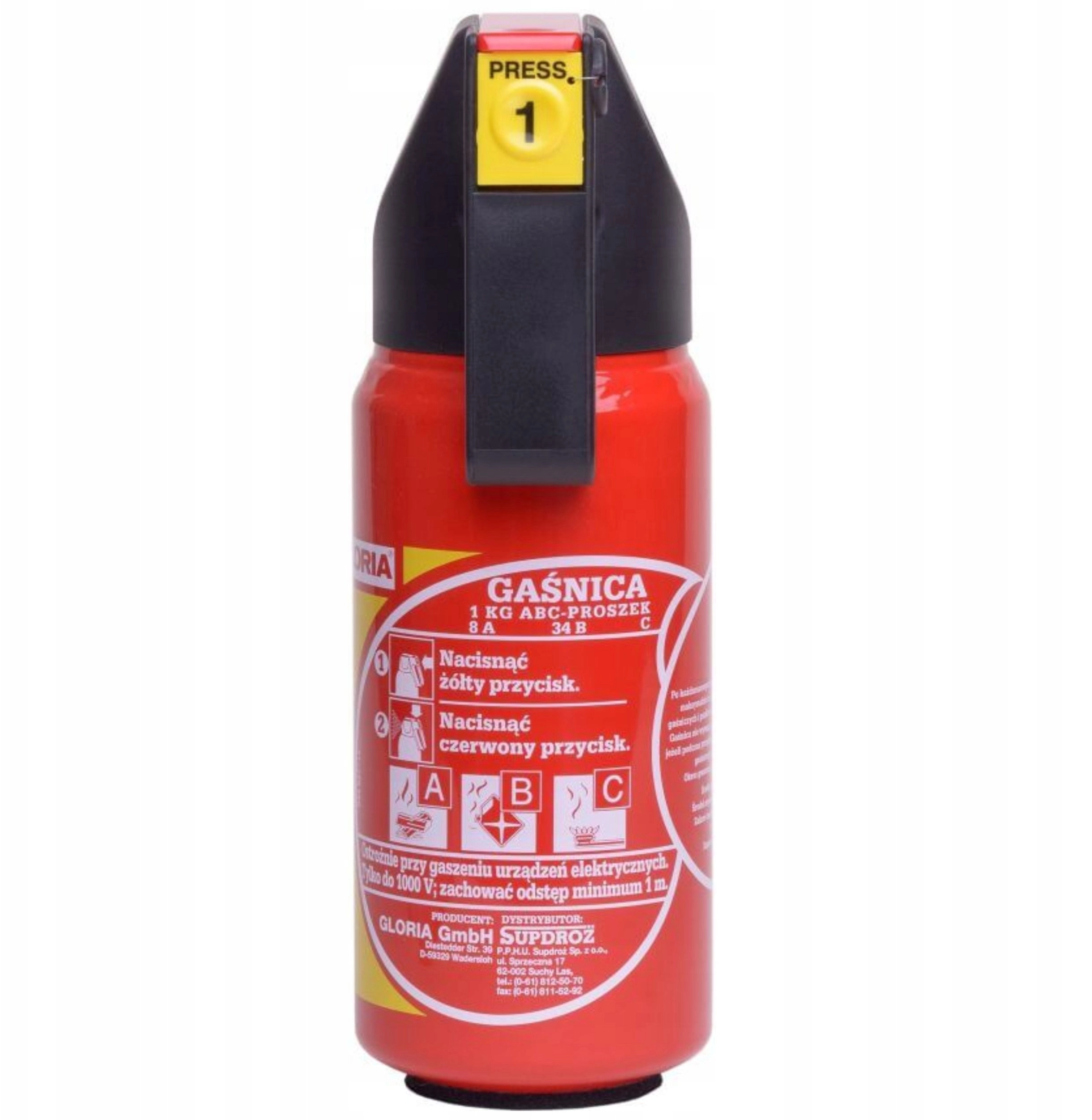 Gaśnica proszkowa 1 kg (P1-GAM) GLO-P-1-GAM