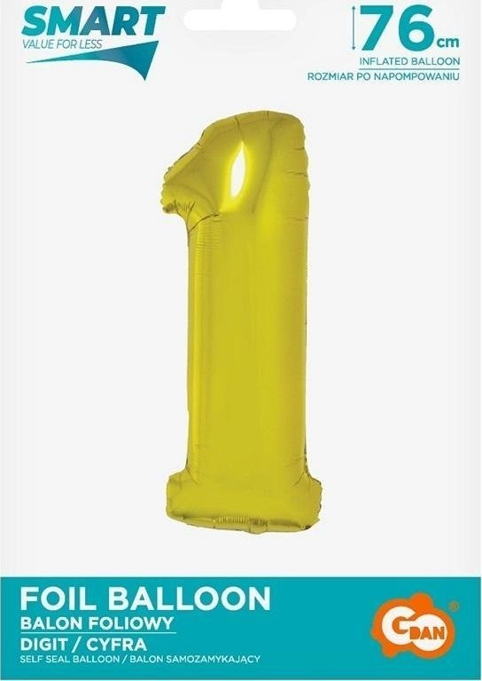 Smart Cyfra1 foil balloon  gold  76cm