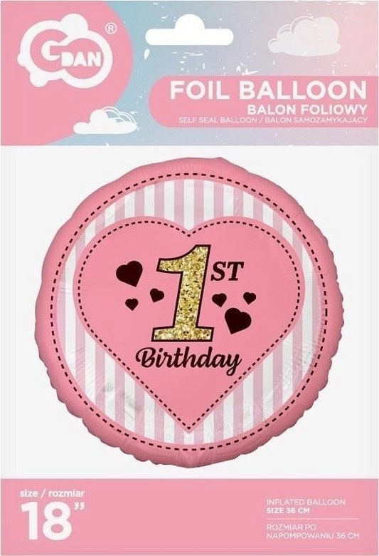 GoDan Foil Balloon 1st Birthday pink