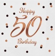 BC Happy 50 Birthday Napkins white