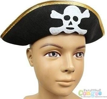 Pirate hat with gold trim size