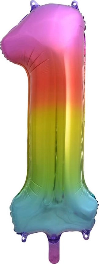 Balon foliowy cyfra 1 tęczowy 85