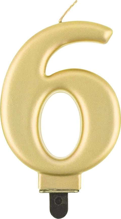 Gold metallic candle Cyferka6 8cm PF-SCZ6