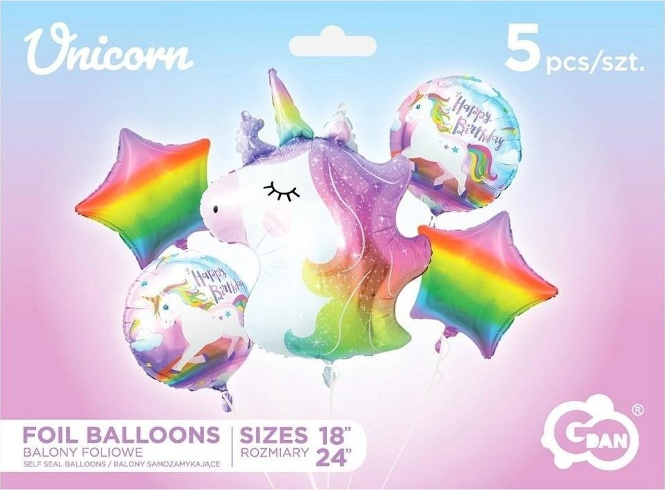 GoDan Balony foliowe - zestaw Jednorożec