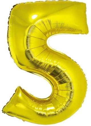 Foil balloon number "5"  gold
