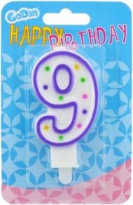 GoDan Birthday candle number 9 with