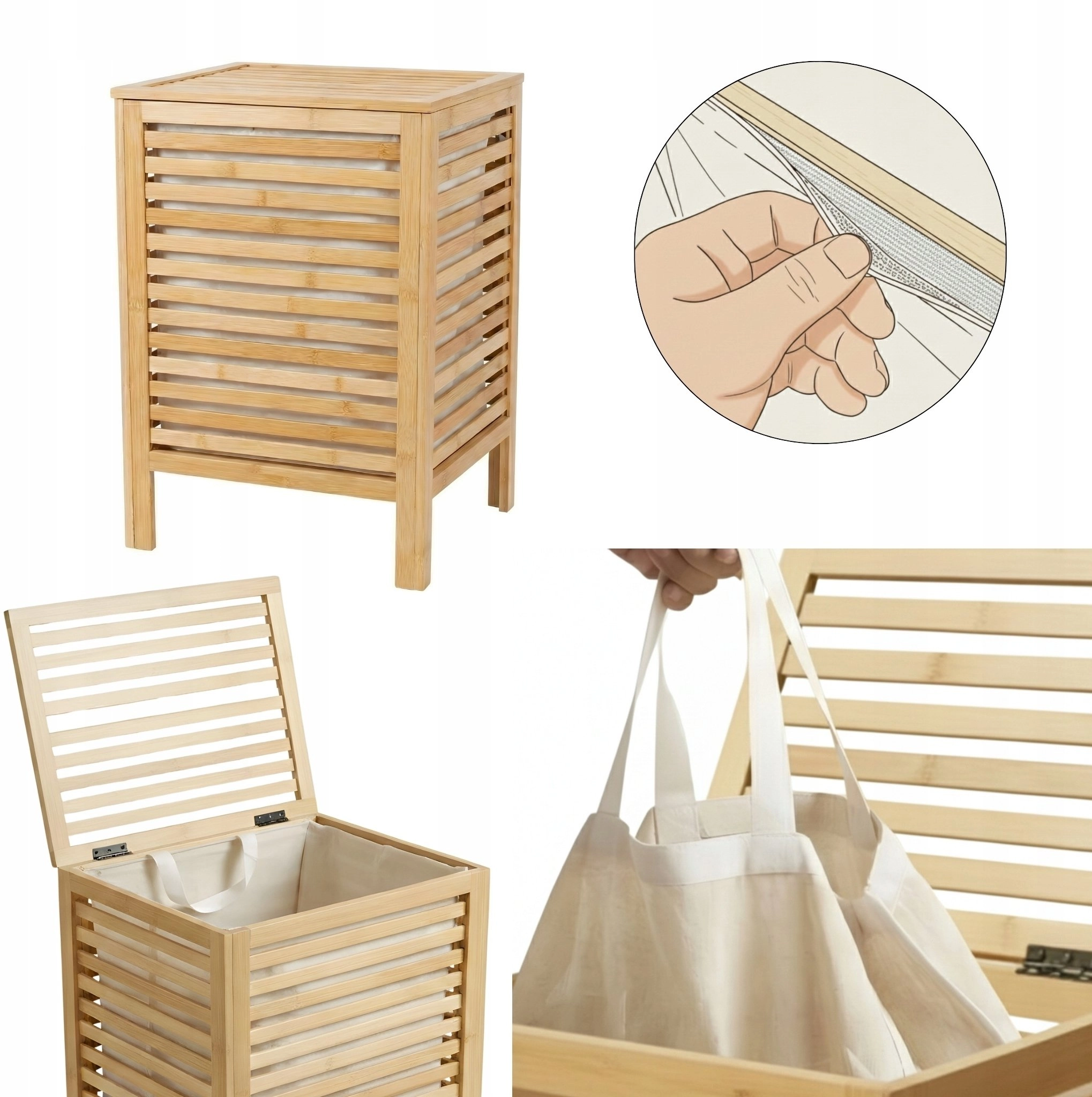 Bamboo laundry basket with cover and