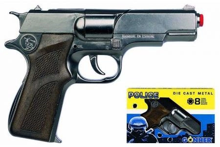 Gonher Metalowy pistolet policyjny 8 naboi