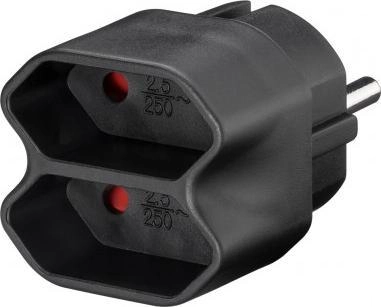 Goobay Stromadapter 1Schuko-2Euro black black 51002