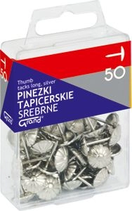 Grand Silver Upholstery Pins 15mm 50