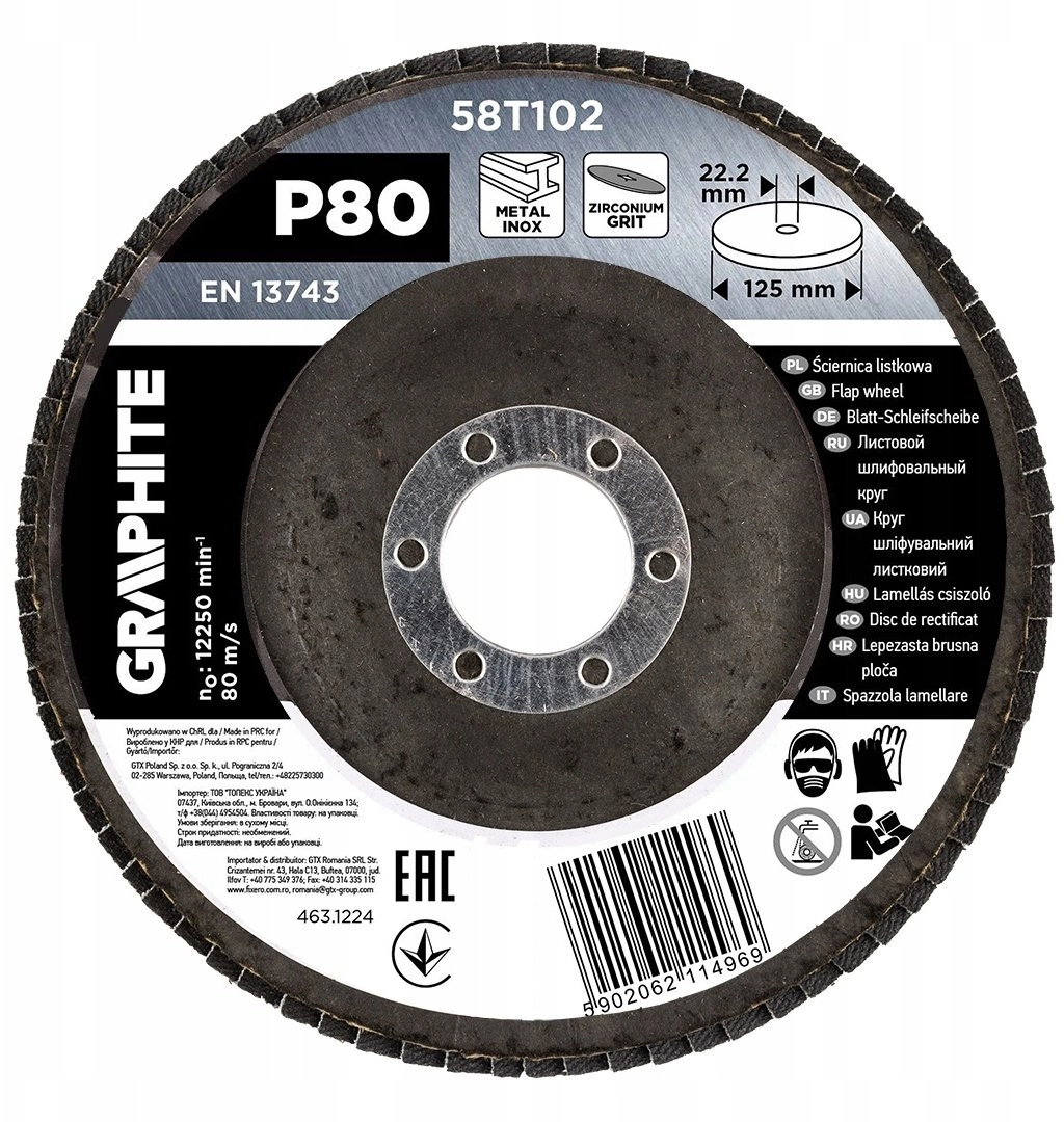 Graphite zirconium flap disc 125 x