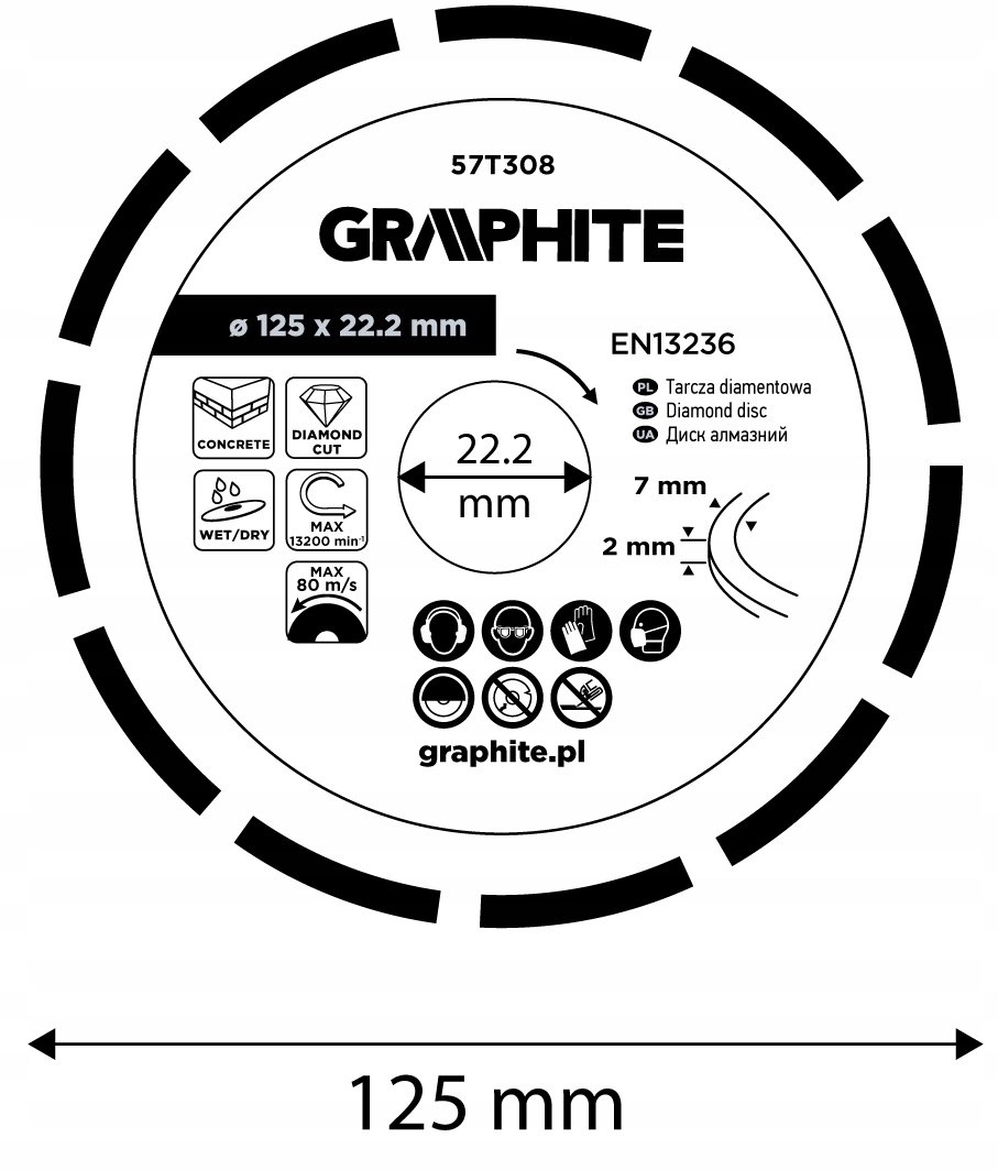 Graphite Segmented diamond cutting disc  125