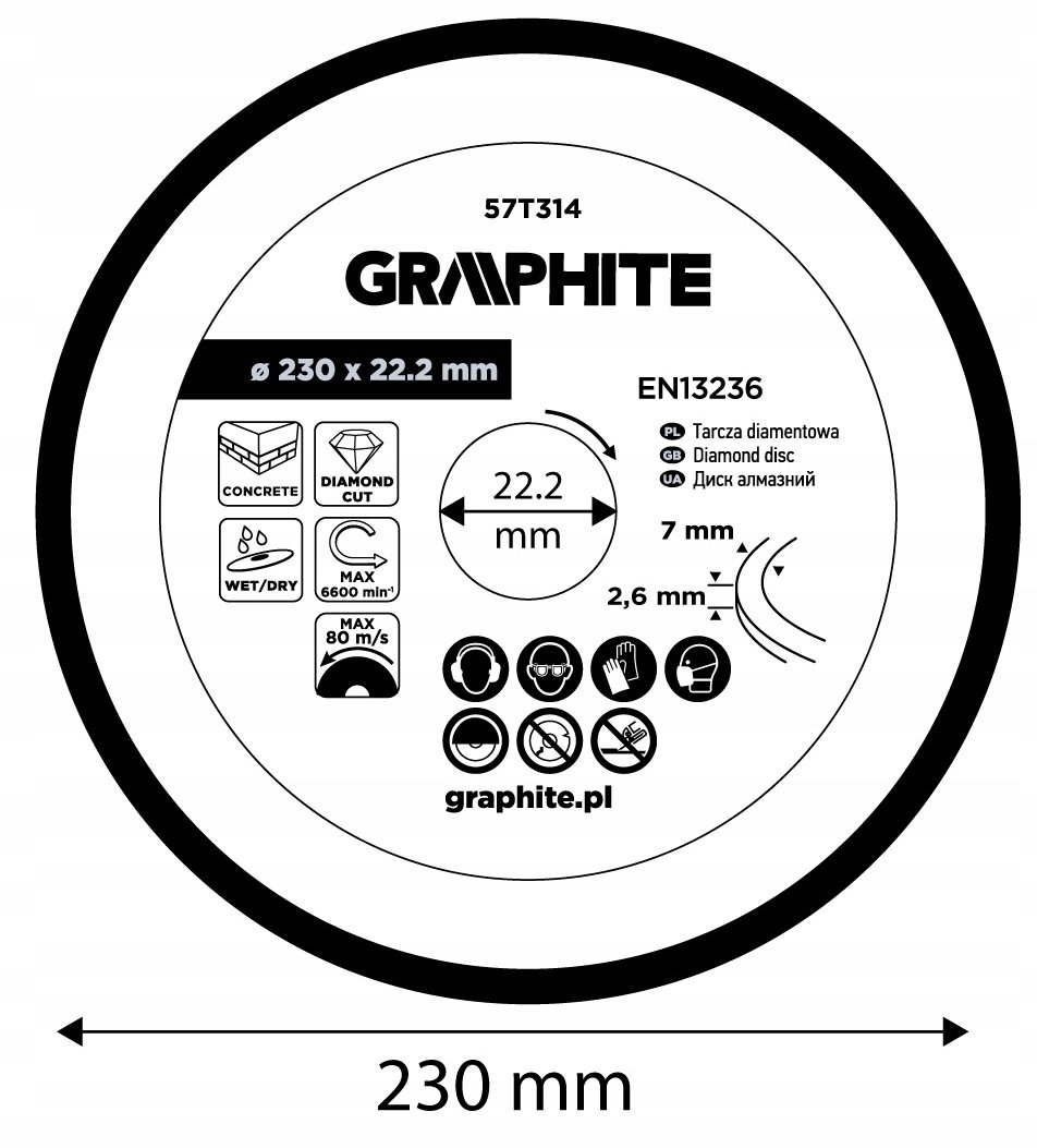 Graphite Segmented diamond cutting disc  230