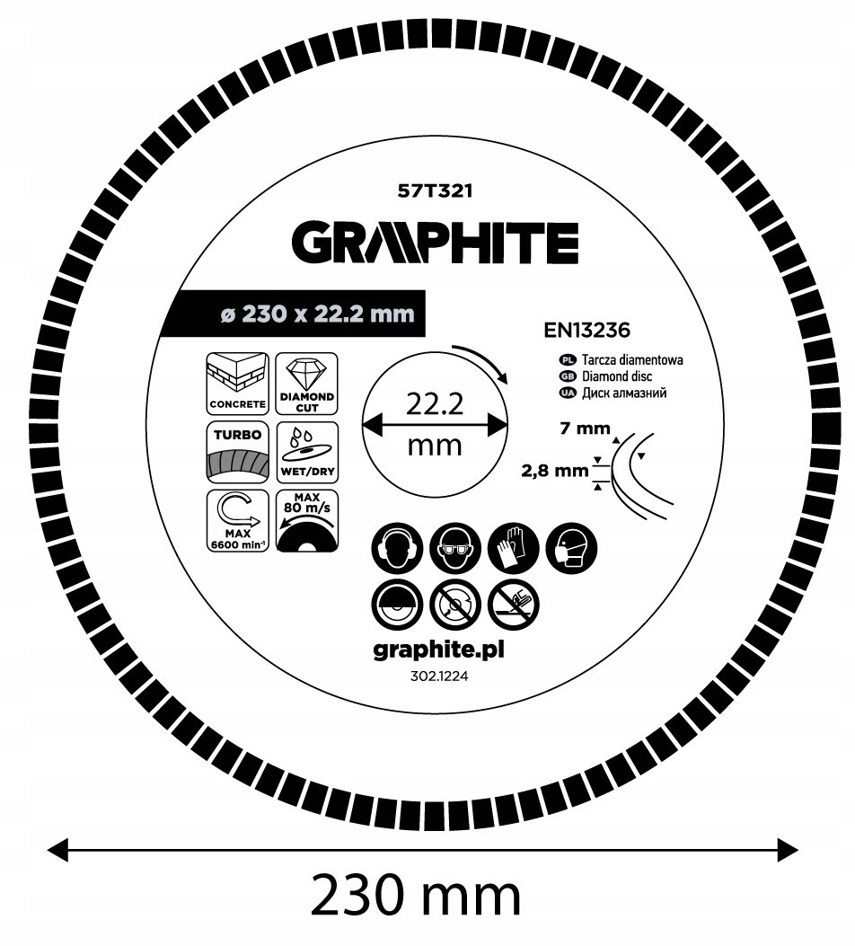Graphite Turbo cutting diamond disc  230