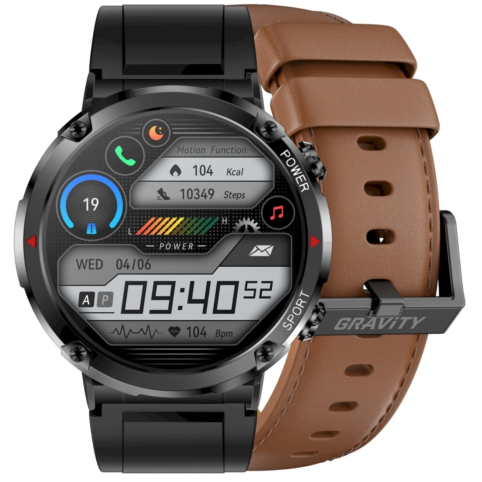 GT21-4 Black + Brown Eco Leather Band