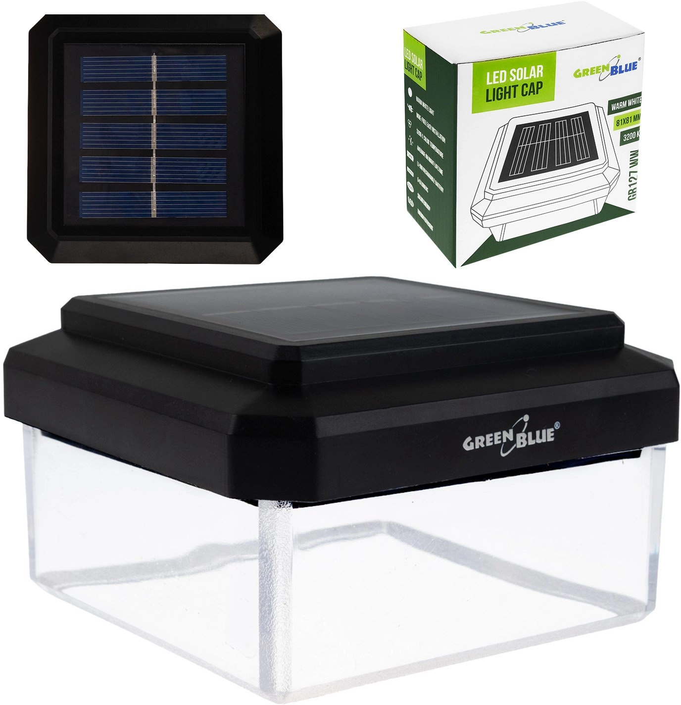 GreenBlue Solar LED Post Light  80x80mm