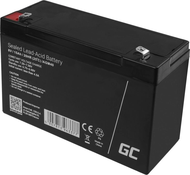 Green Cell Akumulator 6V/15Ah (AGM40) 5907813963377