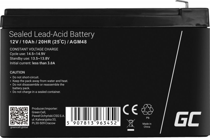 Green Cell Ersatzbatterie AGM48 12V/10Ah AGM48
