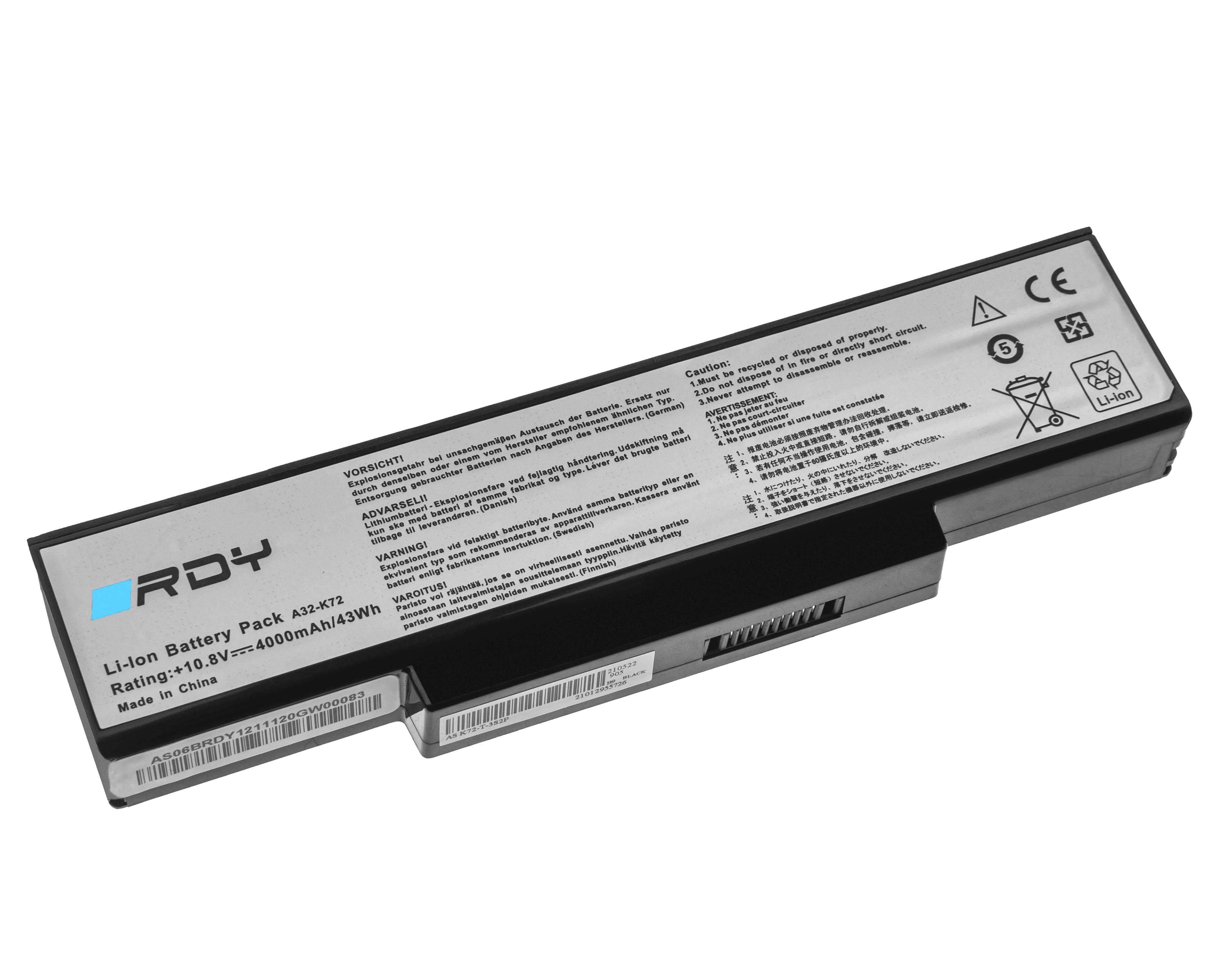 Battery RDY A32-K72 to Asus N71