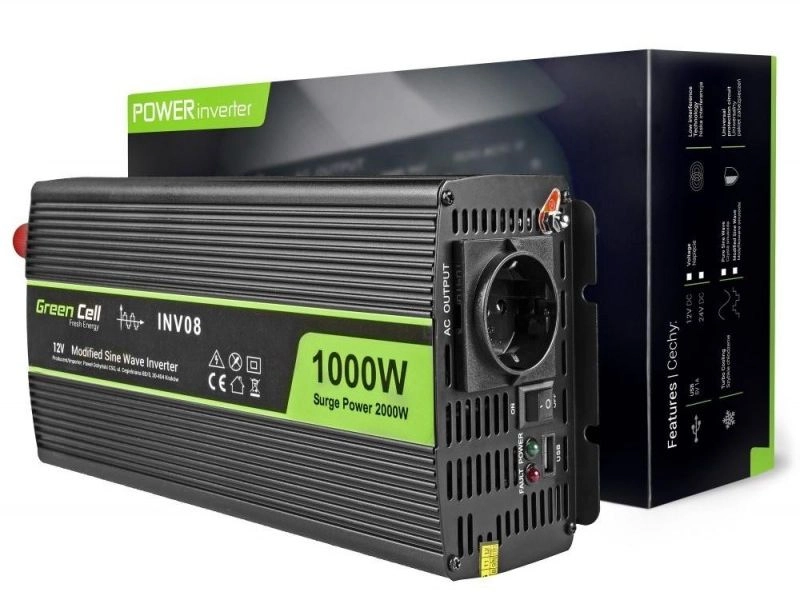 Przetwornica Green Cell 12V/220V 1000W/2000W (INV08)
