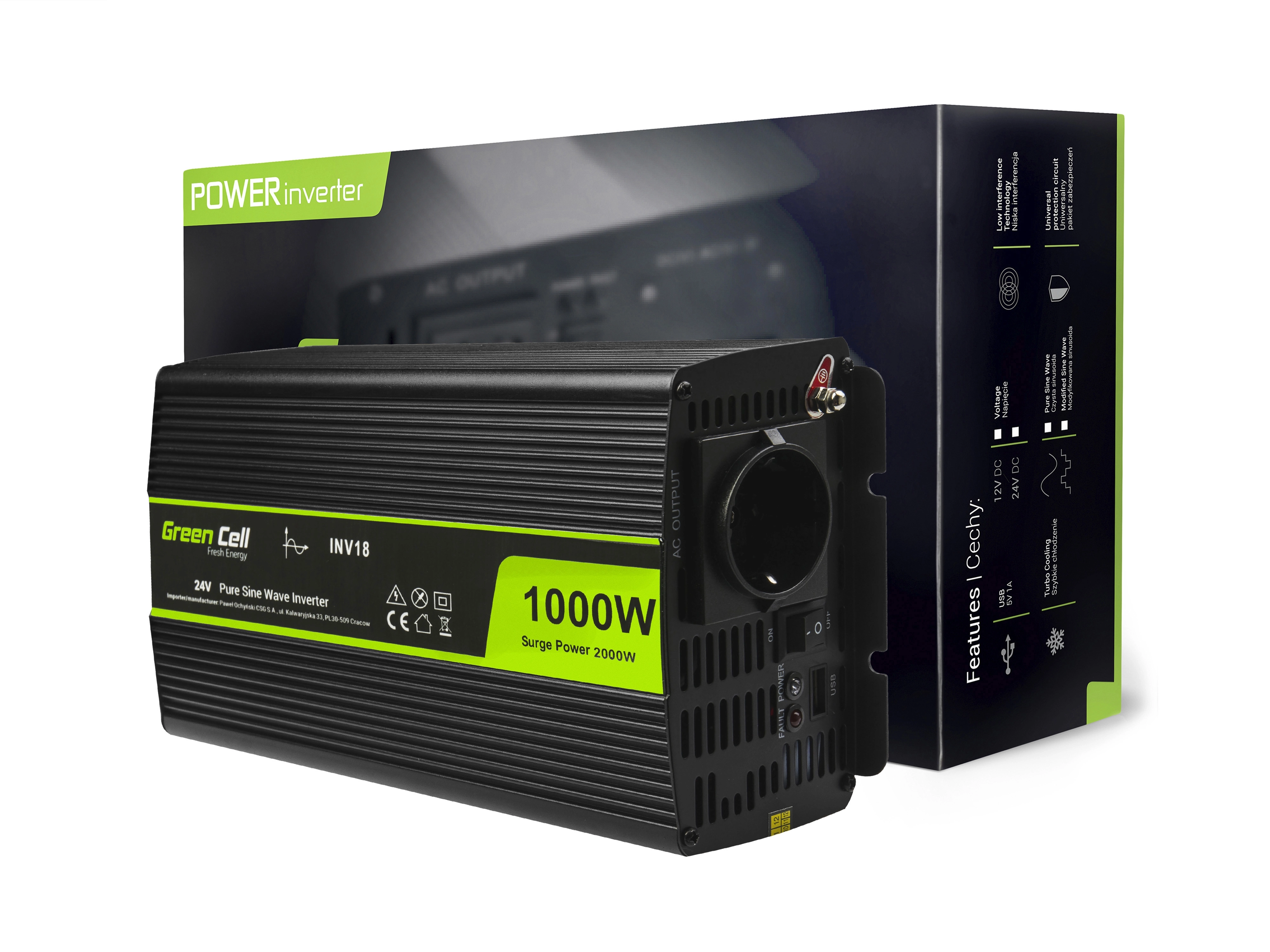 Green Cell Žalias Cell Inverteris 24V/230V