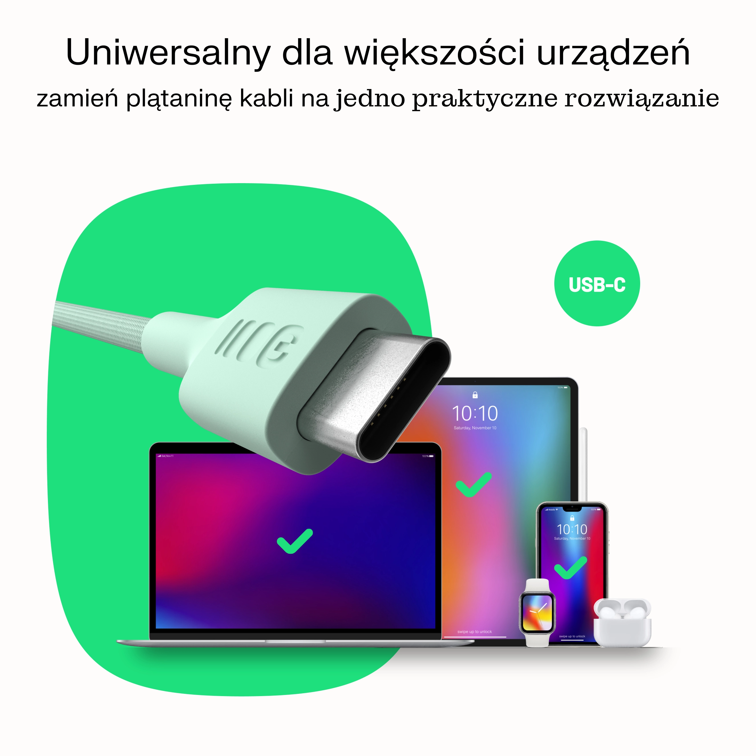 USB-C cable 0.3m 100W Greencell